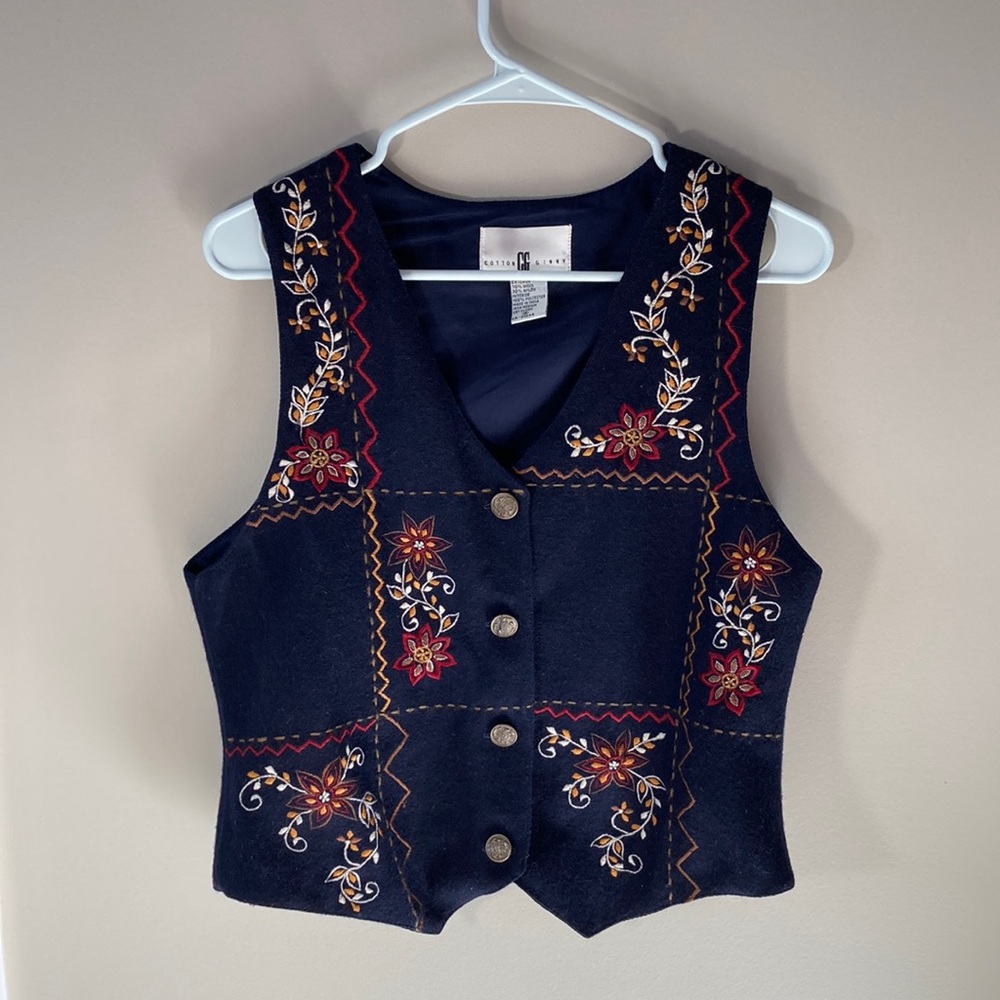 Embroidered Wool Vest, fits S/M